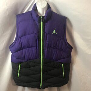 Jordan Two Tone Coloring Neon Green Emblem Athletic Sport Cut Puffer Vest